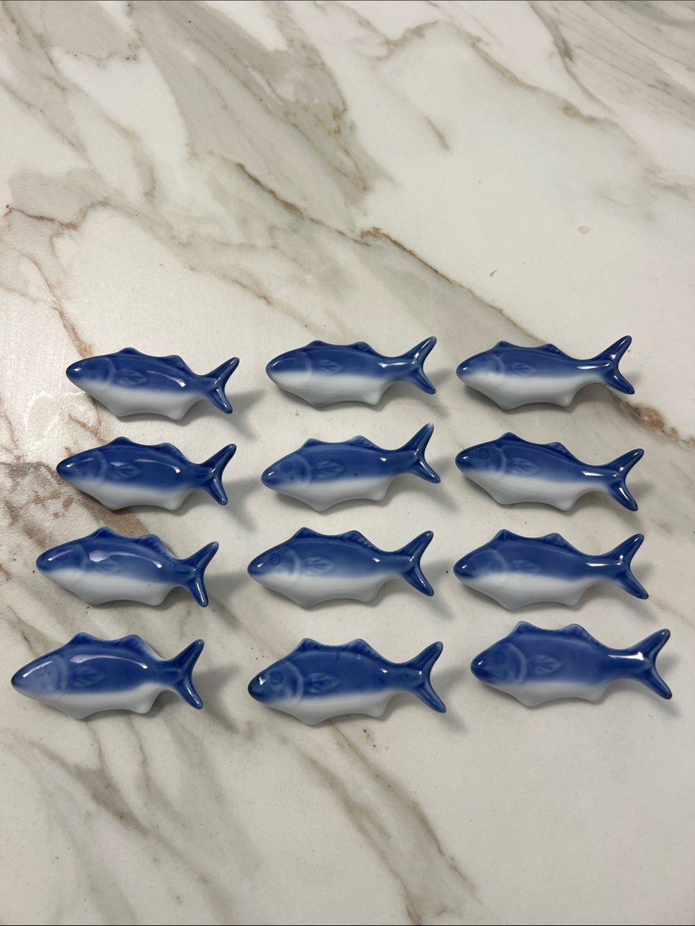 Blue Ceramic Fish chopstick rests- Set of 12